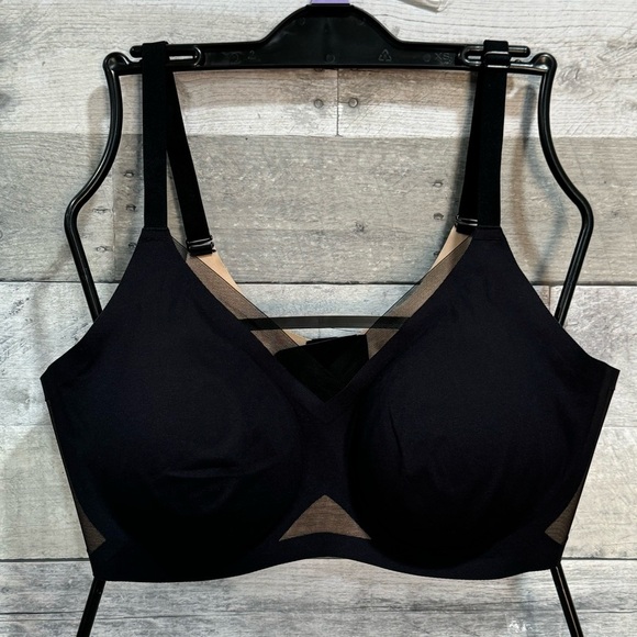 HONEYLOVE CROSSOVER WIRELESS BRA - BLACK- SIZE - 34D (DD)(E)